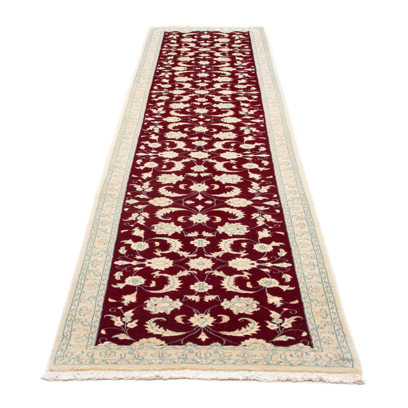 Alfombra de pasillo Alfombra persa - Nain - 382 x 83 cm - rojo oscuro