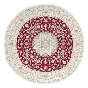 Alfombra persa - Nain redondo  - 302 x 302 cm - rojo oscuro