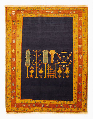 Alfombra Gabbeh - Loribaft Persa - 210 x 168 cm - azul oscuro