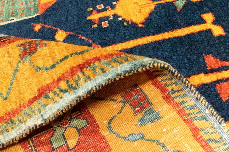 Alfombra Gabbeh - Loribaft Persa - 210 x 168 cm - azul oscuro