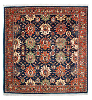 Alfombra Gabbeh - Persa Kashkuli cuadrado  - 205 x 200 cm - azul oscuro