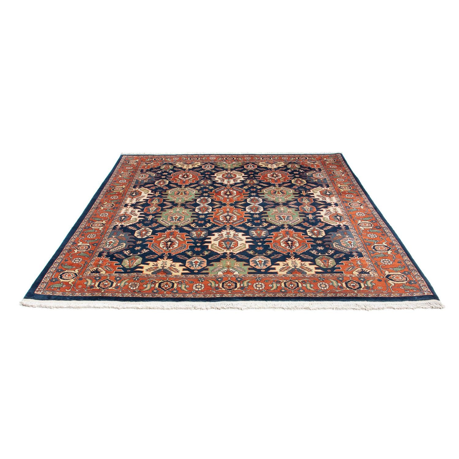 Alfombra Gabbeh - Persa Kashkuli cuadrado  - 205 x 200 cm - azul oscuro