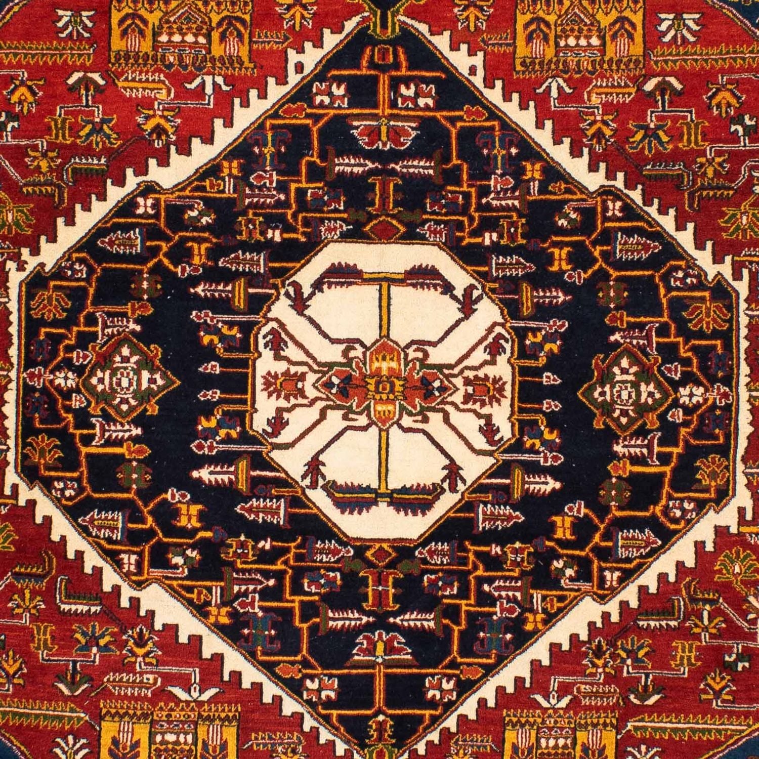 Alfombra Gabbeh - Persa Kashkuli - 200 x 180 cm - rojo oscuro