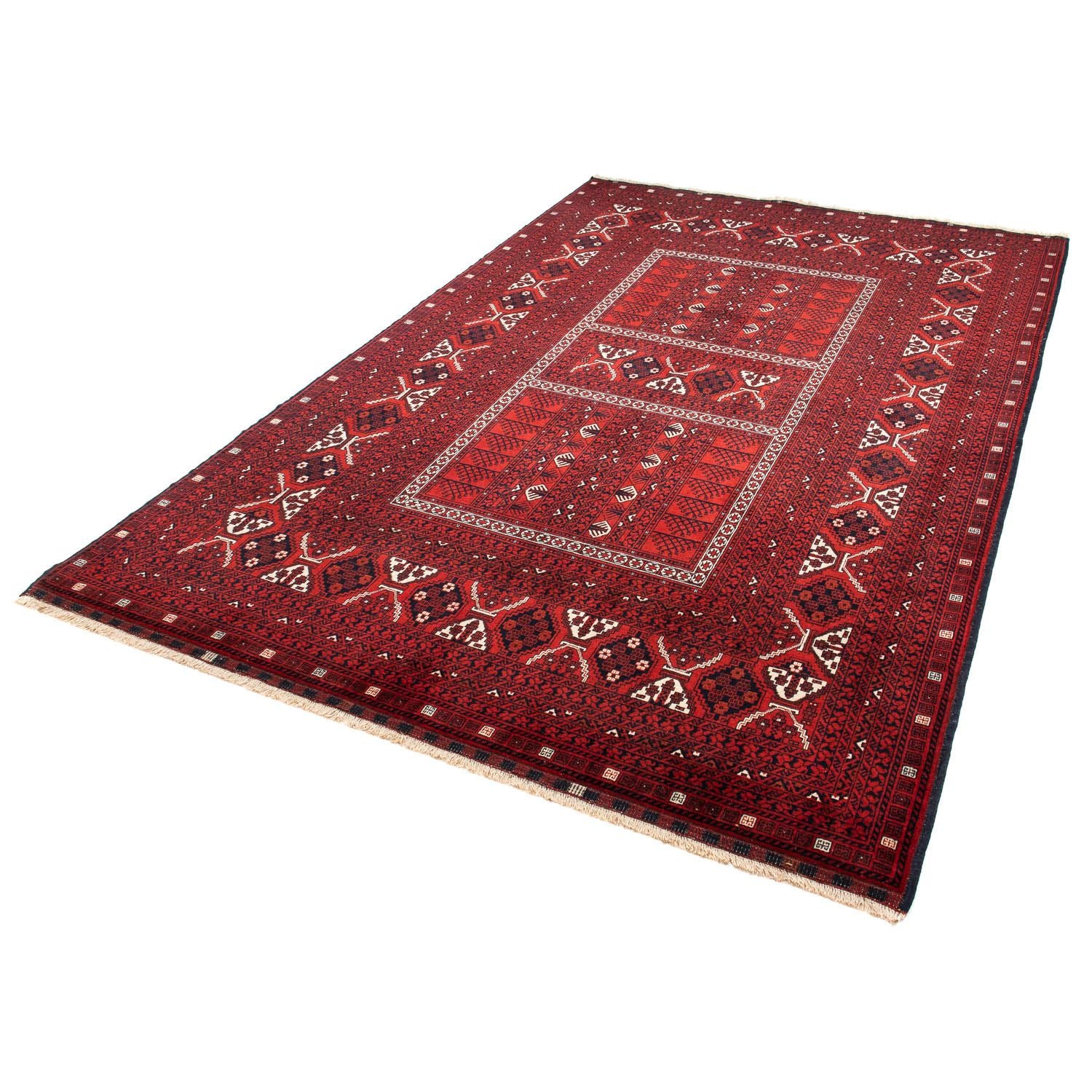 Alfombra Turkaman - 243 x 160 cm - rojo oscuro