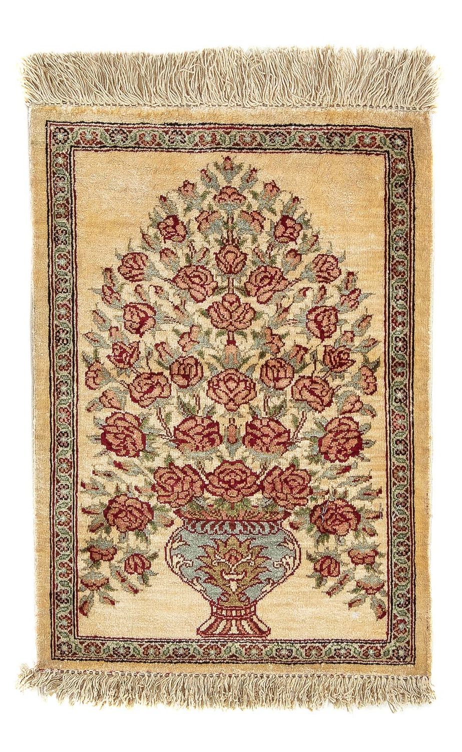 Alfombra de seda - Ghom Seda - Prima - 41 x 31 cm - beige