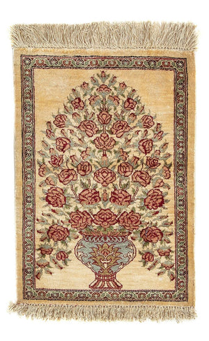 Alfombra de seda - Ghom Seda - Prima - 41 x 31 cm - beige