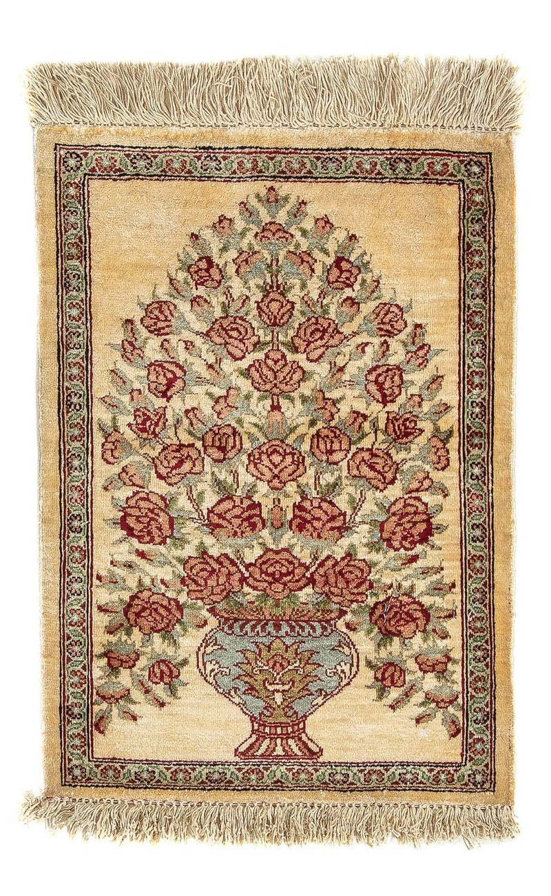 Alfombra de seda - Ghom Seda - Prima - 41 x 31 cm - beige