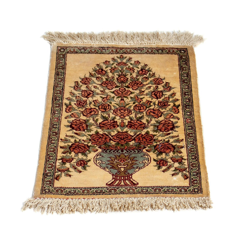 Alfombra de seda - Ghom Seda - Prima - 41 x 31 cm - beige