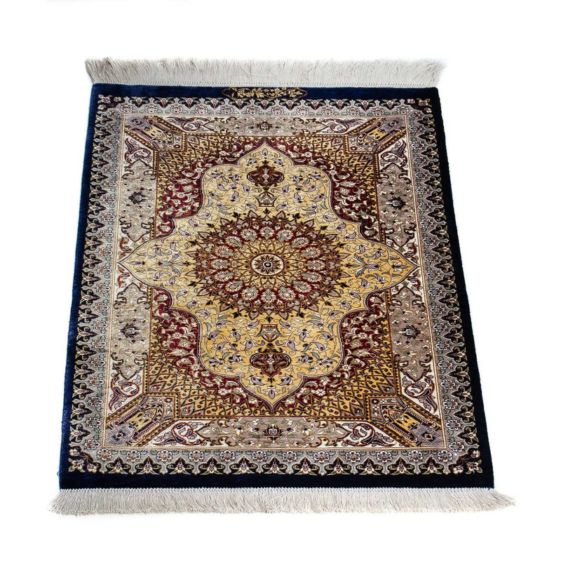Alfombra persa - Ghom - 87 x 59 cm - azul oscuro