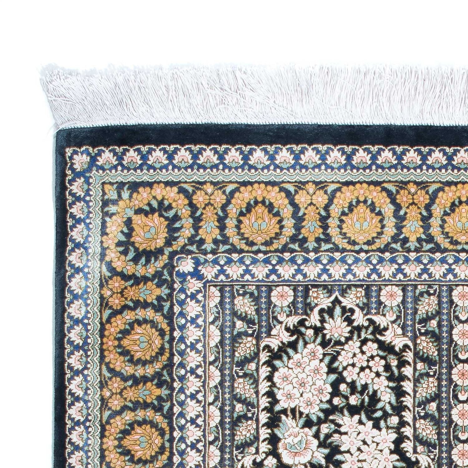 Alfombra persa - Ghom - 118 x 80 cm - azul oscuro
