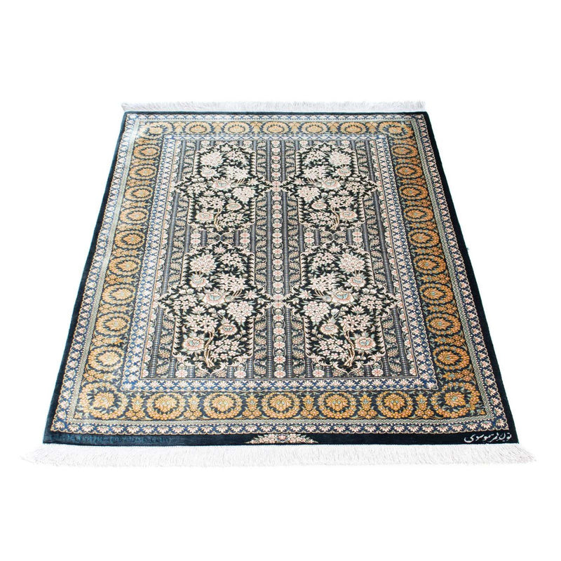 Alfombra persa - Ghom - 118 x 80 cm - azul oscuro