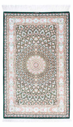 Alfombra persa - Ghom - 128 x 83 cm - verde