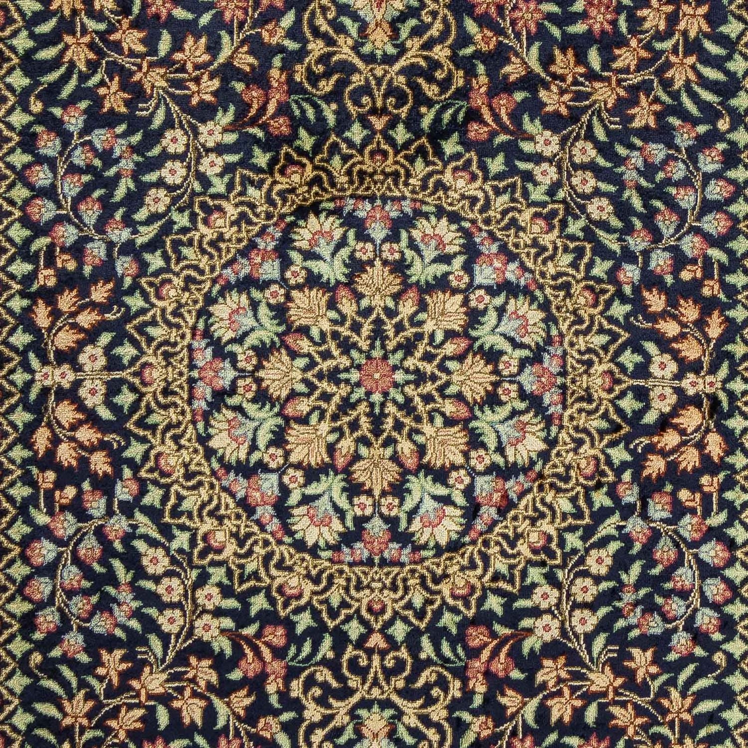 Alfombra persa - Ghom - 91 x 61 cm - azul oscuro