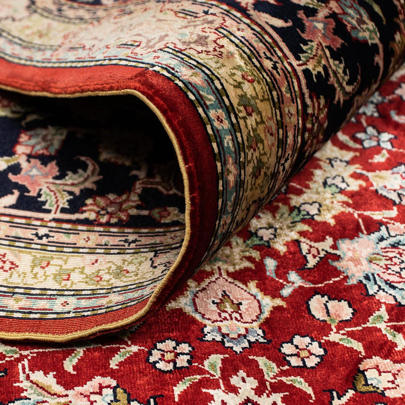 Alfombra de seda - Seda china - 183 x 122 cm - rojo oscuro