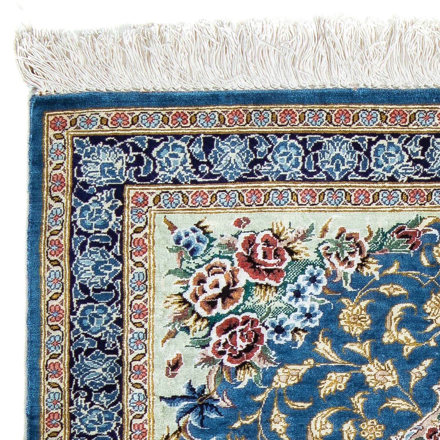 Alfombra persa - Ghom - 86 x 60 cm - azul