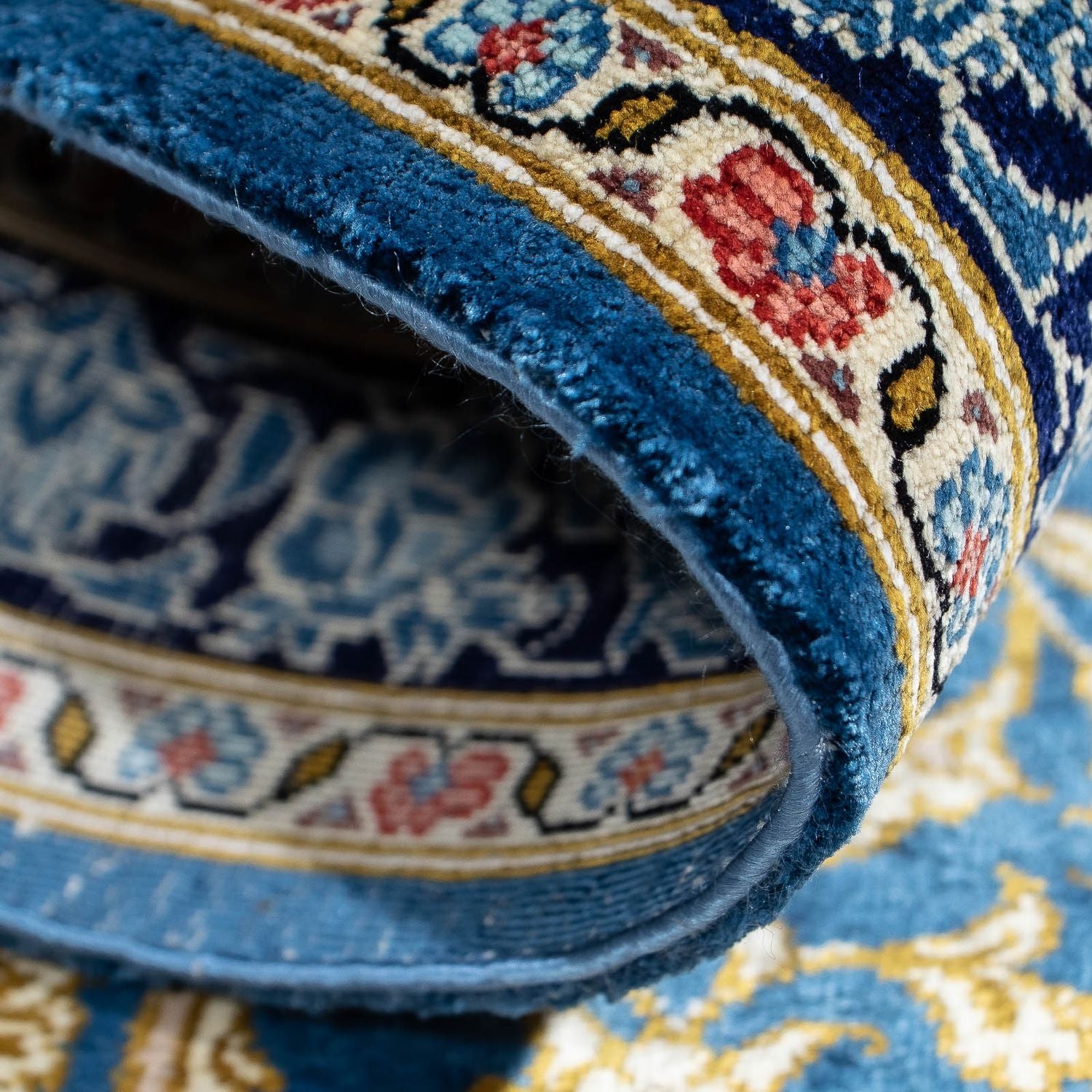 Alfombra persa - Ghom - 86 x 60 cm - azul