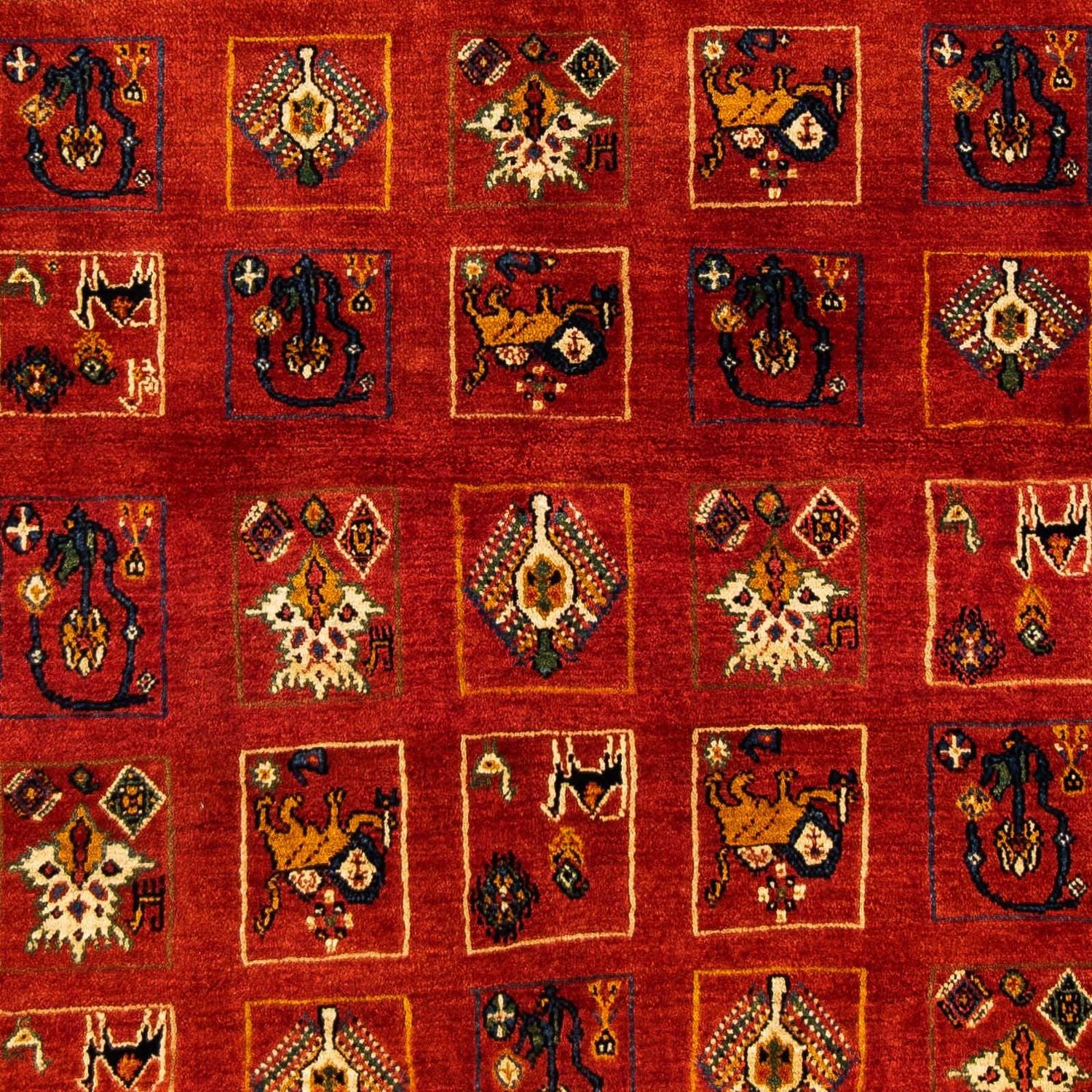 Alfombra Gabbeh - Persa Kashkuli - 214 x 145 cm - rojo oscuro