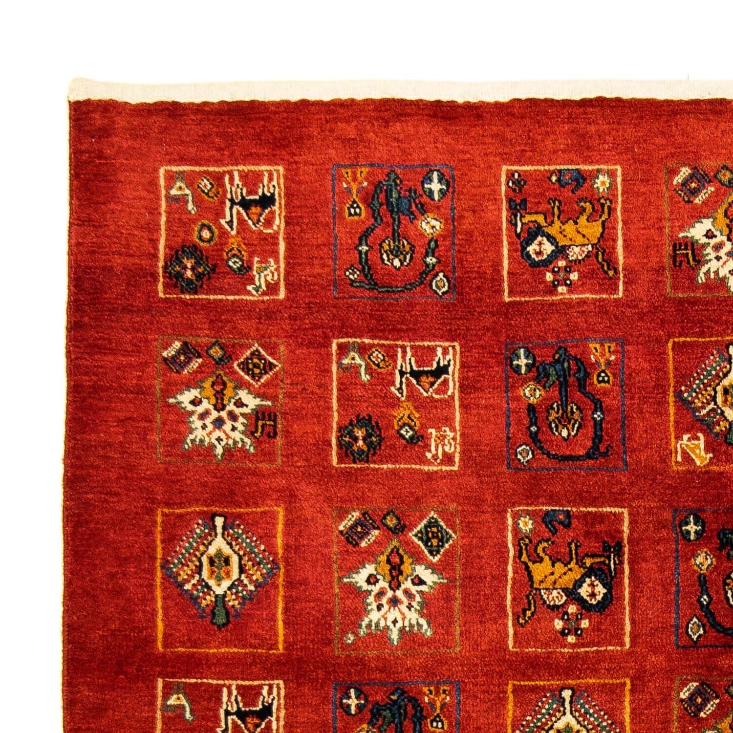 Alfombra Gabbeh - Persa Kashkuli - 214 x 145 cm - rojo oscuro