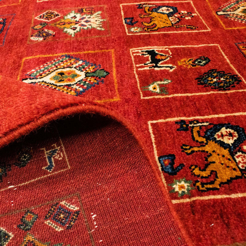 Alfombra Gabbeh - Persa Kashkuli - 214 x 145 cm - rojo oscuro
