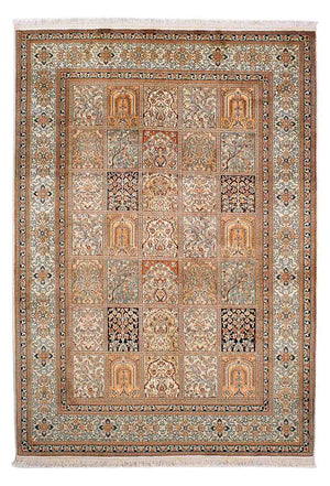 Alfombra de seda - Seda de Cachemira - 221 x 158 cm - multicolor