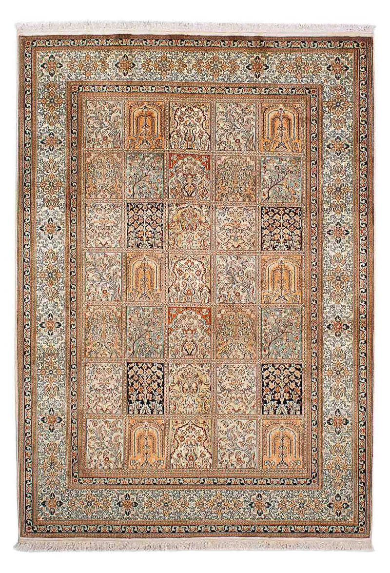 Alfombra de seda - Seda de Cachemira - 221 x 158 cm - multicolor